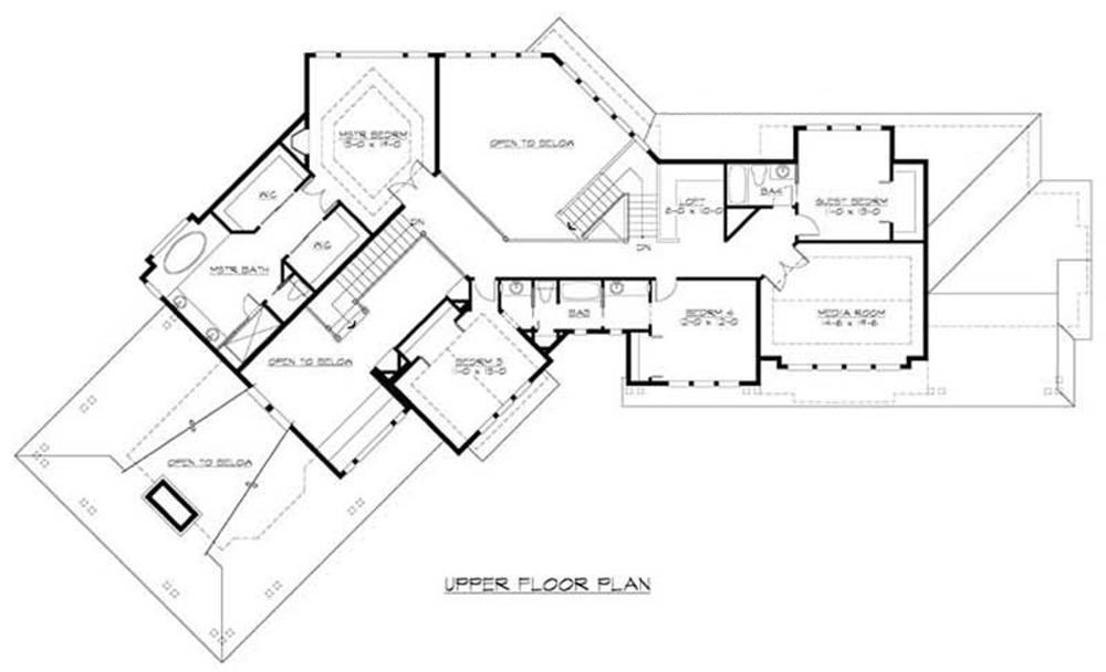 Floor Plan Second Story of Craftsman Plan #115-1460